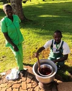 Photo of attendees making chilli oil